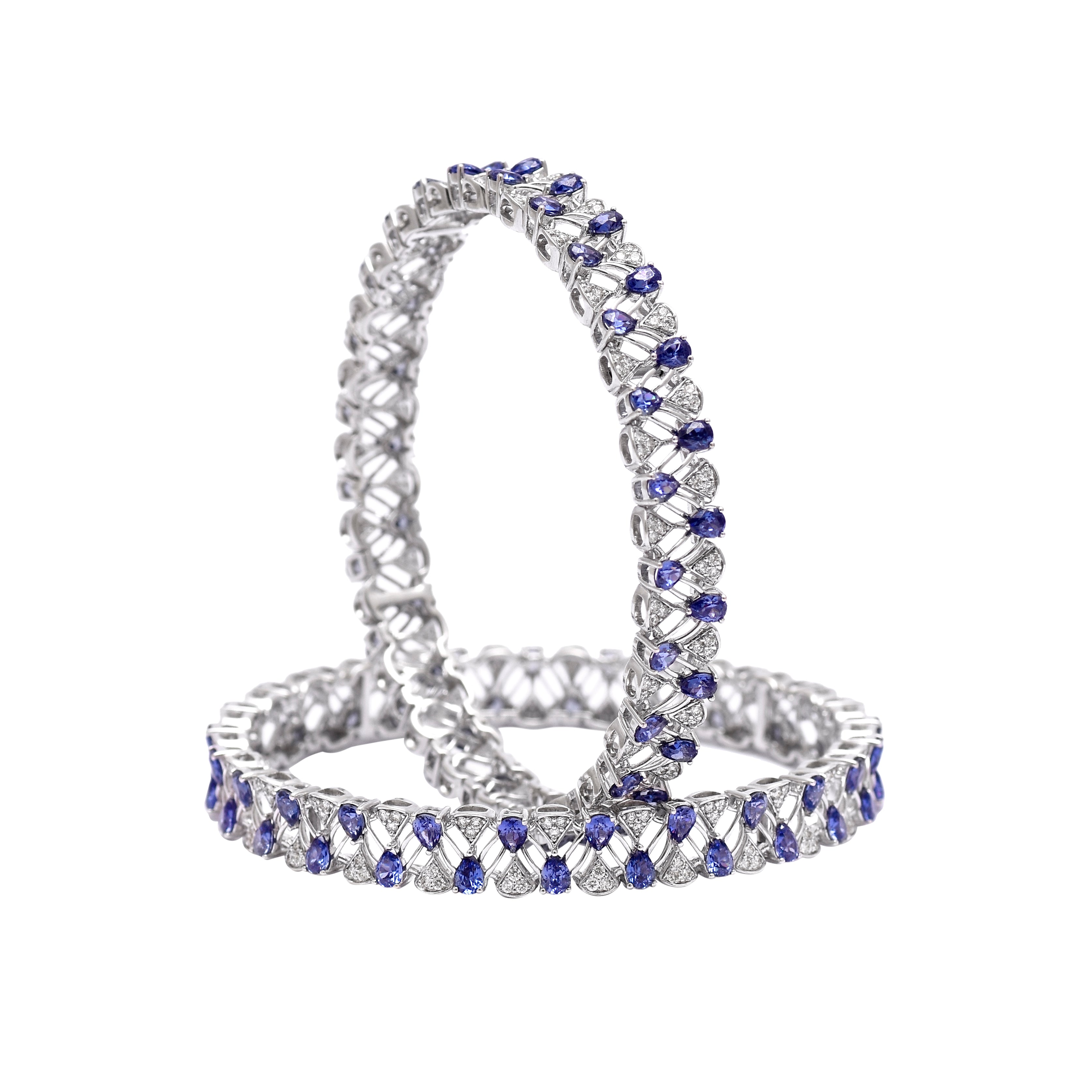 Blue Halo Diamond Bangle
