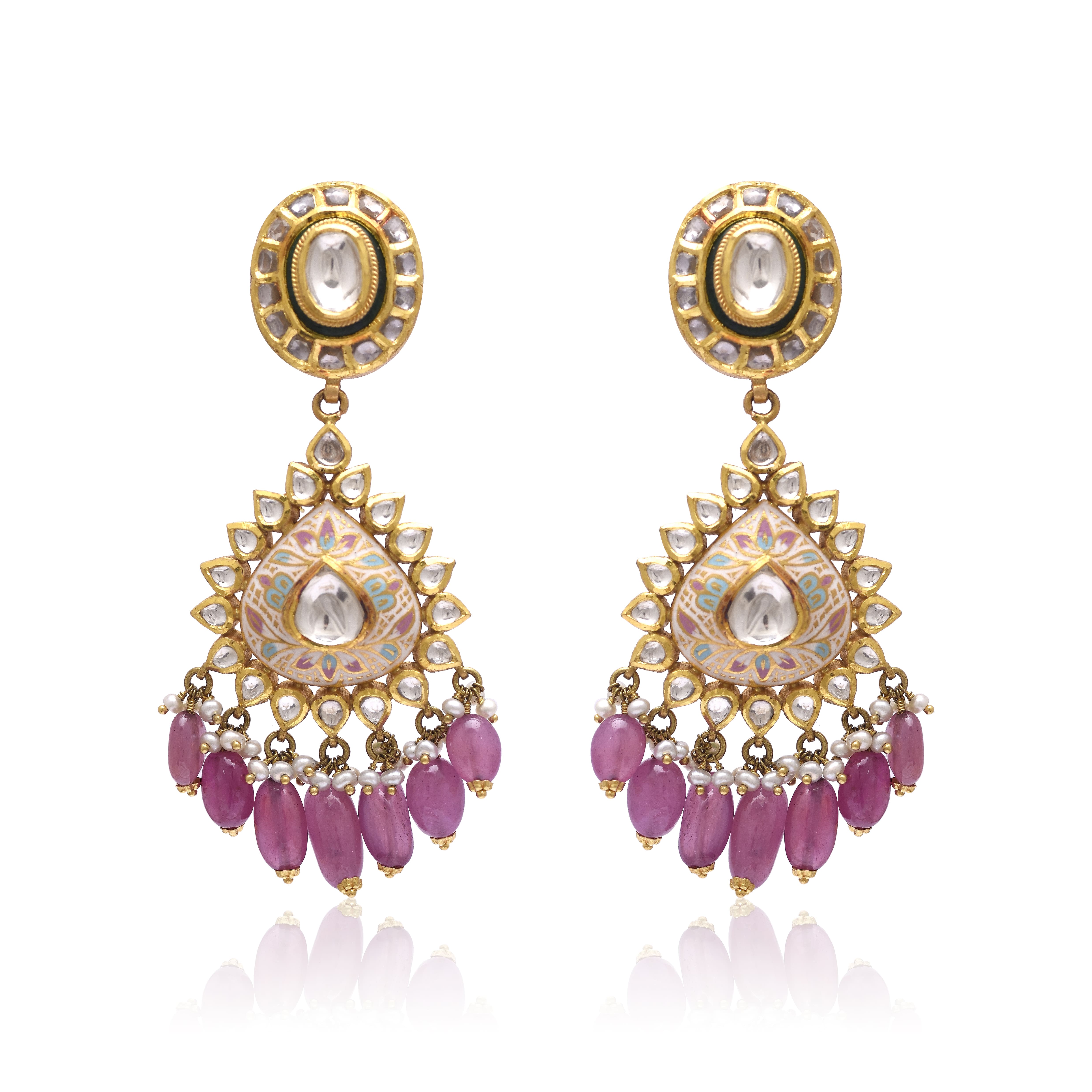 Gulabi Meenakari Chandbalis